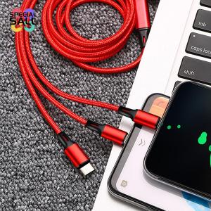 Portable 3-in-1 USB Interface Fast Charging Cable Suitable for Android/iPhone/Samsung System Phones with Automatic Retractable Data Cable