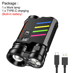 Asafee K809 LED portable Flashlight Super Bright Torch Light With Colored Light strips 5 Mode Type-c Rechargeable Work Light Waterproof Outdoor camping light