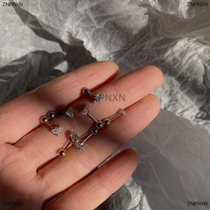 [COD] ZNPNXN 1Pair 3 4 5 6mm Triangle Helix Cartilage Tragus Stud Conch Snug Ear Lobe Earrings Titanium Steel Jewelry