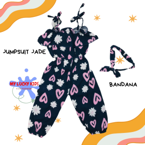 JUMPSUIT BAYI JADE BAJU BAYI PEREMPUAN FREE HEADBAND USIA 3-15 BULAN