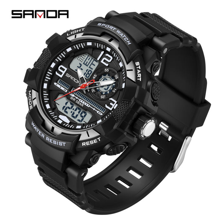 Water Resistant Sanda Men's Sport Watch SANDA Brand Luxury Fashion Casual  Mens Sports Watches Waterproof