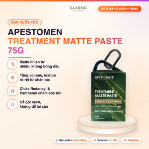 Sáp vuốt tóc Apestomen Treatment Matte Paste 75g - Giữ nếp ở mức vừa đến khá đủ để tóc vào form gọn gàng cả ngày nhưng vẫn dễ restyle không bị cứng đơ hay “đóng khối”.