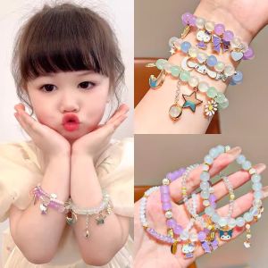 1pcs Kawaii อะนิเมะ Sanrio Kuromi My Melody สร้อยข้อมือ Cinnamoroll สร้อยข้อมือลูกปัดคริสตัลเครื่องประดับของขวัญจี้อุปกรณ์เสริม