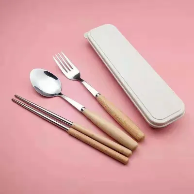 2pcs/set Fork&Spoon Stainless Steel Student EatingTableware KuromiTableware for Baby Portable