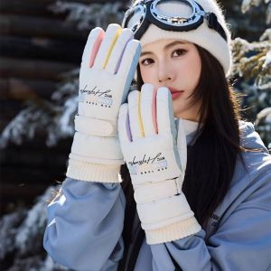 GONGL Touch Screen Snowboard Gloves Keep Warm Windproof Riding Mittens Simple Waterproof Full Finger Mittens Female/Girls