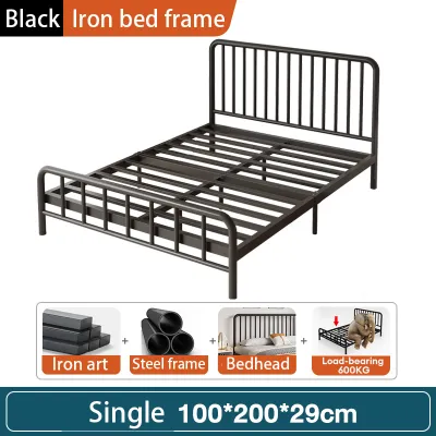 【In Stock-ships within 24H】Metal Bed Frame Heavy Duty Iron Bed Frame Queen/King Size Metal Bed Katil Besi Anti-Rust & Sturdy Powder Coated Minimalist Design for Hostel/Home (Black/White) 高級鐵藝床架 铁架床