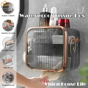 Vision Toilet Paper Storage Rack Wall Mounted Tissue Box with Hook Bathroom Tissue Paper Roll Holder Nail Free Face Towel Drawer