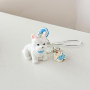 YAFEN Flocking Puppy Keychain Furry Dog Phone Chain Strap Charm Keyring Jewelry Anti-Lost Lanyard Bag Decor