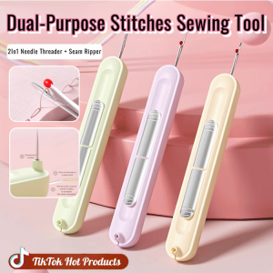 New Dual-Purpose Needle Threader And Seam Ripper 2 In 1 Plastic Handle Craft Thread Cutter Seam Ripper Stitches Sewing Tool Needlework