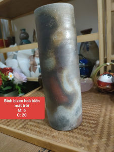 Bình hoa trang trí bizen hỏa biến lạ gốm Nhật🎌