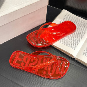 Free Shipping Crystal Flip-Flops Summer Korean Style Transparent WomenS Outdoor Sandals Non-Slip Beach Sandals