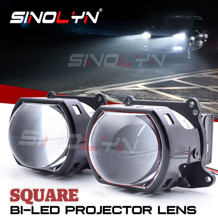 Sinolyn Square Bi LED Projector 14100LUX 3 Inch es For Hella Headlight