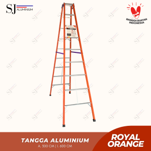 ROYAL - Tangga Lipat Aluminium Jumbo Multifungsi 300 CM / 3 Meter - Aluminium Ladder Royal Orange