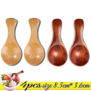 8Pcs Mini Natural Wooden Spoons Scoop Tea Honey Coffee Condiment Salt Sugar Spoon Cooking Tools Household Kitchen Gadgets