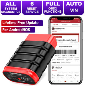 THINKCAR Thinksafe Bluetooth Obd2 Scanner Full System 2025 Car Diagnostic Tool OBDII Scanner 6 Reset ECU Scanner Clean Fault Codes Check Engine Code Readers & Scan Tools For All Cars