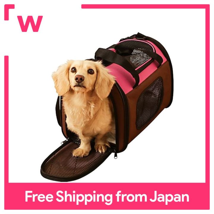 Iris Ohyama Pet Carry Folding with storage Seat belt can be fixed Pink
