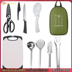 Winnereco 8pcs Camping Cooking Set Stainless Steel Camping Kitchen Set Portable Outdoor Camp Cookware Set for Backpacking Outdoor Camping