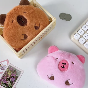 Capybara Plush Coin Holder Cartoon and Practical Change Pocket Purse Multifunctional Money Bag for Women and Girls