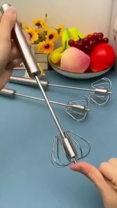 Cây Đánh Trứng Tạo Bọt Inox 304 Trục Xoay Tự Động Đánh Bông Nhanh Dụng Cụ Đánh Trứng Đa Năng Cho Nhà Bếp