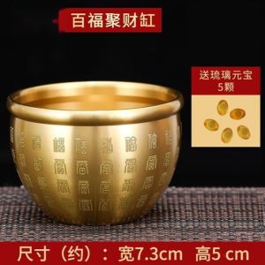 【Ship in 24H】Ship 24h聚宝盆 百福缸 黃銅米缸 銅制 百福缸 Feng Shui Bowl 香炉 已开光 米桶 招财 聚宝盆 金蟾 纯铜香炉 风水 摆件 feng shui decoratio