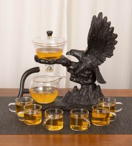 Bộ ấm chén pha trà bằng thủy tinh chịu nhiệt cao cấp hình đại bàng