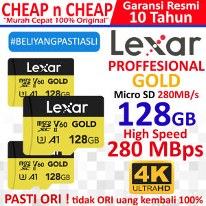 🔥100% ผลิตภัณฑ์ดั้งเดิม + Gratis Ongkir + อะแดปเตอร์ส่งฟรี + เครื่องอ่านการ์ด🔥Lexar Gold 128 GB 280Mbps โดรนกล้อง Action Camera 4K ไมโคร SD คลาส10-MicroSDXC A1 UHS-I MicroSD การ์ดหน่วยความจำ128 GB กล้องมาร์ทโฟนแท็บเล็ต