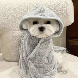 MADEWITH Thickened Pet Bathrobe Quick Dry Super Absorbent Pet Drying Robe Drying Coat Wearable Dog Bath Towel Pet Bath