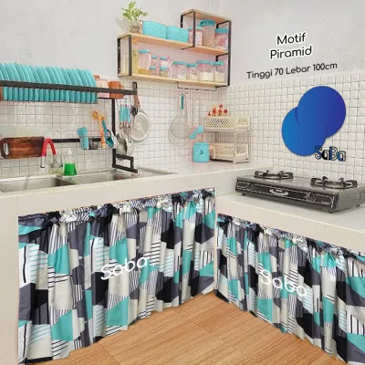 COD - Gorden kolong dapur Minimalis Modern gorden kolong dapur 100x75 gorden kolong dapur per meter 2 meter isi 2 plus ada tali gorden kolong dapur cantik gorden kolong dapur satu set gorden dapur bawah kompor gorden meja dapur