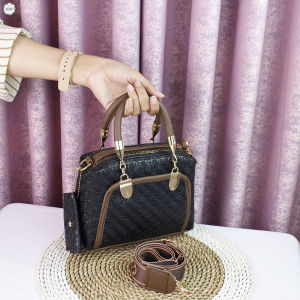 LUNA AURA [ Pilih Lokal ] Earlin Tas Pesta Wanita Motif Tikar 4101 Tas Jinjing Selempang Kekinian Free Dompet Koin