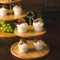 ABS 2/3 Tiers Cupcake Display Stand Natural Bamboo Wood Serving Stand Dessert Tray Layered High Tea Home Deco Party Event Tempat Letak Kek Cawan Gula-gula Bertingkat Kayu. 