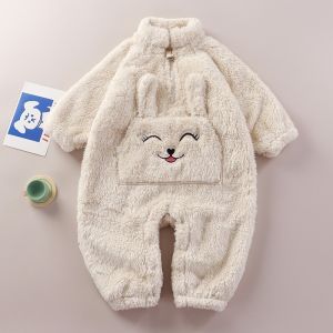 Body lông ấm kéo khóa-Bộ Đồ Ngủ Liền Thân Giữ Ấm Mùa Đông In Họa Tiết Hoạt Hình Gấu Trúc Dễ Thương Cho Bé