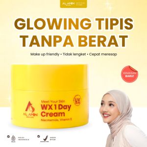 Alamin Skincare Wx1daycream Sunscreen Kulit Kusam Warna Tidak Merata Flek/Melasma Bekas Jerawat Melindungi Radikal Bebas Membantu Menyamarkan Noda Hitam Menjaga Kelembapan Meningkatkan Produksi Kolagen Ada Sedikit Tone Up BPOM