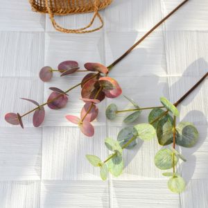 YOUSHI TOP Lá tròn Cây khuynh diệp nhân tạo Nhựa Hoa nền Lá cây khuynh diệp giả Cành cây trang trí Thực tế Cây giả Trang trí nhà cửa