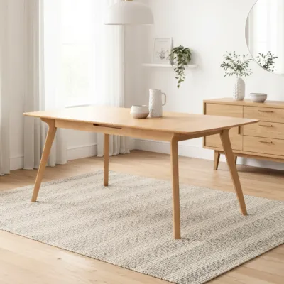 Furniture Direct IVY 190cm Solid Rubberwood Extension Dining Table-Beech
