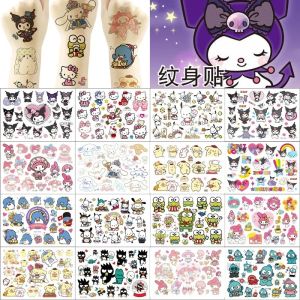 Sanrio Tattoo Stickers Cartoon Cute Kuromi Cinnamon Dog Waterproof Childrens Party Supplies Temporary Tattoos Art Kid Gifts