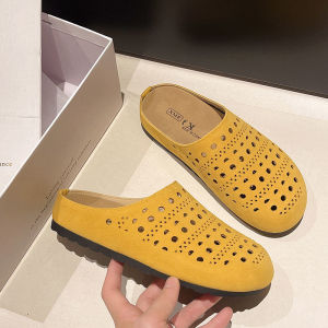 [Free Shipping] Unique Hollow-Out Slippers For Women 2026 New Autumn Collection Thick-Soled Slip-On Sandals With A Closed-Toe Design