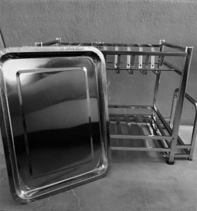 UnihomSG [ReadyStock] 2-Tier Stainless Steel Dish Rack Holder Stand | Kitchen Storage Washer Crockery Dish Rack Dryer