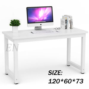 White(120/140*60*74CM)Home Office Desk Desktop Computer Table Notebook Table Installation Simple 1.6CM Thick Solid Wood Study Table