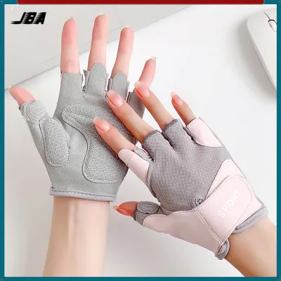 JBA Gym Gloves Women A Pair Half Finger Thicken Palm Rest Adjustable Velcro Breathable Durable Fabric Workout Fitness Cycling Gloves 2PCS