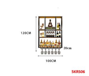 KỆ TRƯNG RƯỢU KHUNG SẮT – MẶT GỖ CÓ ĐÈN 5KRS06 - NỘI THẤT LẮP RÁP VIENDONGADV