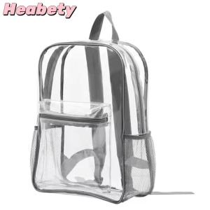 Heabety Transparent PVC Visible Backpack Fitness Outdoor Sport Knapsack Lightweight Travel Bag For Students And Commuters Clear Design