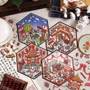 3D Miniature Scenes Sticker Panda House Landscape Sticker Cartoon DIY Cartoon Stickers 【buy3 Free1】