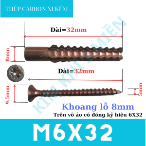 Hộp 25 bộ vít nở sắt răng cưa xi kẽm ( tắc kê nở sắt / Vít nở đóng tường )