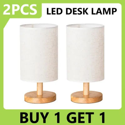BUY 1 TAKE 1 Desk Lamp Fabric Art Study Table Lamp LED Night Light Lampshade for Bedroom Bedside Office Gift