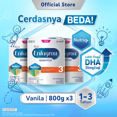 [Paket isi 3] Enfagrow Essential 3 Susu Formula 1-3 Tahun Rasa Vanila 800gr