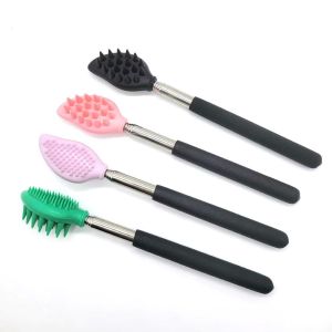 CHARRISSA Women Relaxation Massager Tool Back Scraper Scratching Massage Claw Nose cleaning Scrubber Extendable Back Scratcher Telescopic Backscratcher Silicone Massage Brush