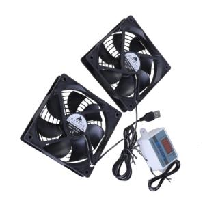 120mm USB Quiet Cabinets Cooling Fan System with 0-60℃ Adjustable Thermostat Control for Home Theater AV Cabinets