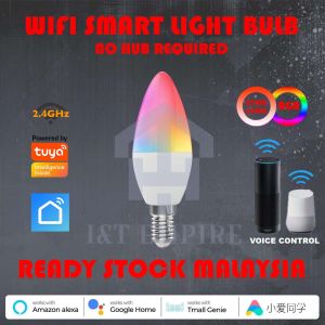 I&T EMPIRE_WiFi Tuya Smart Light Bulb E14 LED RGB Lamp Work with Alexa/Google Home AC100-240V Bedroom Bulbs Timer