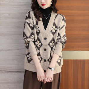 Áo khoác len nữ cardigan dáng ngắn áo len khoác ngoài cổ V