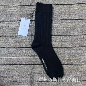 Internet celebrity 24 New Winter Cashmere Ribbed Womens Socks BV Double-needle mid-calf socks soft and comfortable solid color warm socks